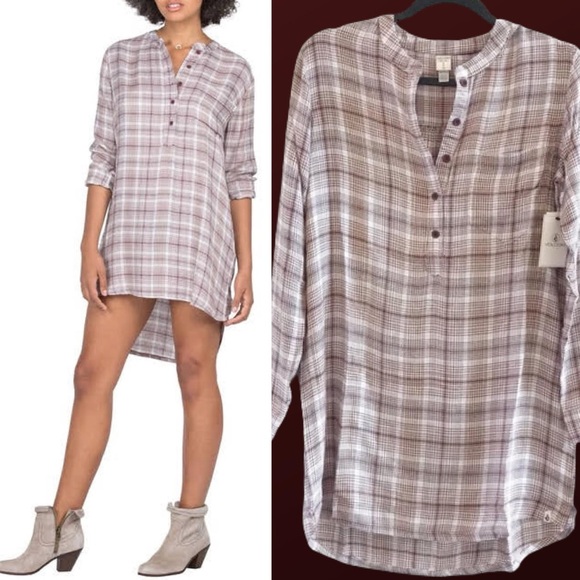 🔴 VOLCOM Plaid Henley Tunic Mini Dress NWT - Picture 13 of 13